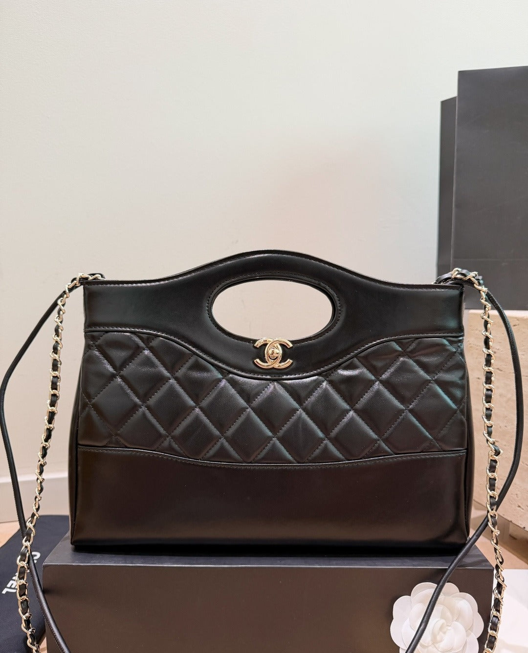 Chanel Lambskin Leather Chain Handbag