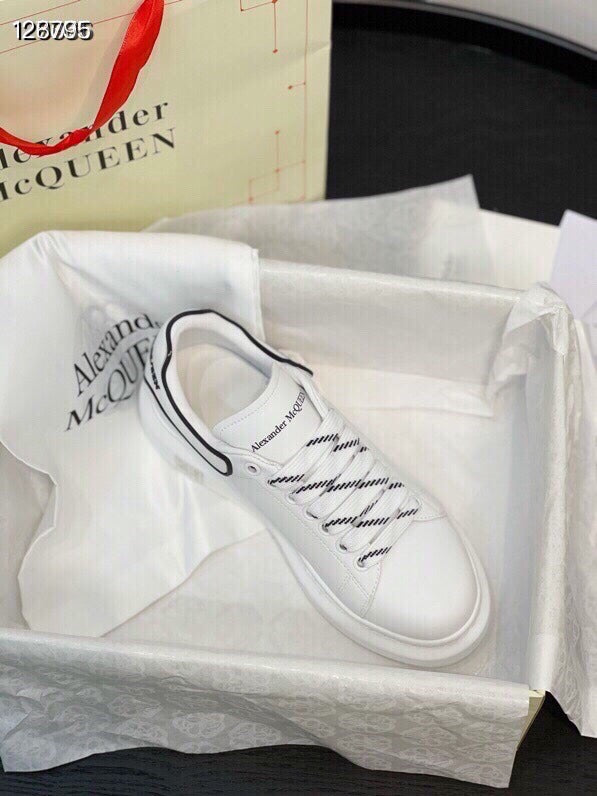 Alexander McQueen Women White Lambskin Leather Logo Sneakers