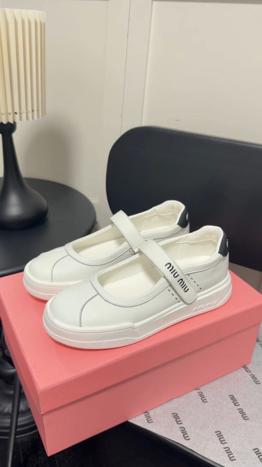 Miu Miu White Leather Logo Sneakers