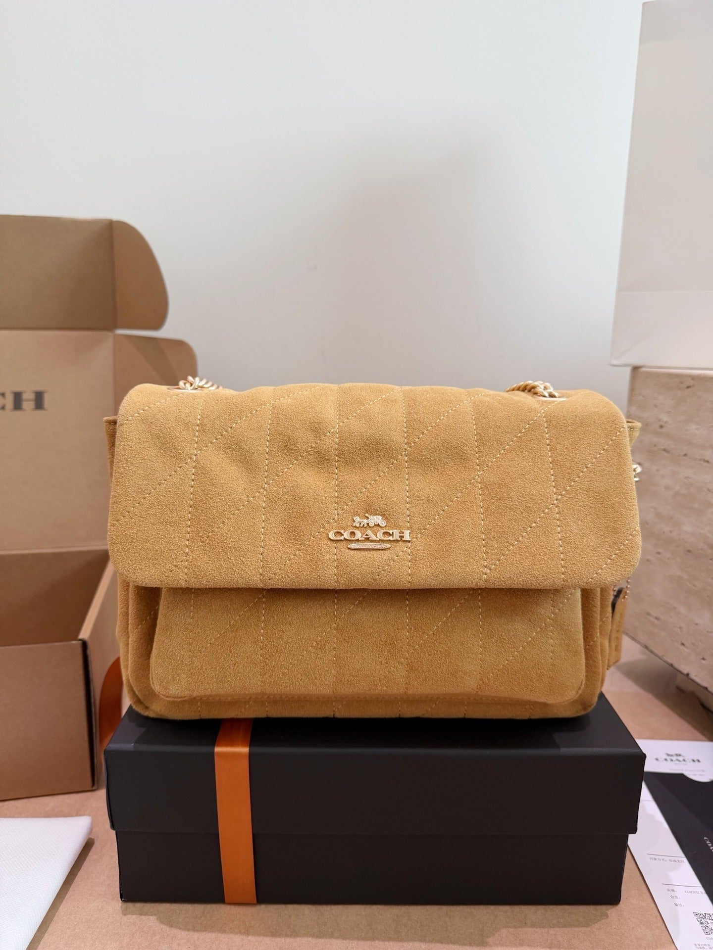 Coach Suede Chain Handbag