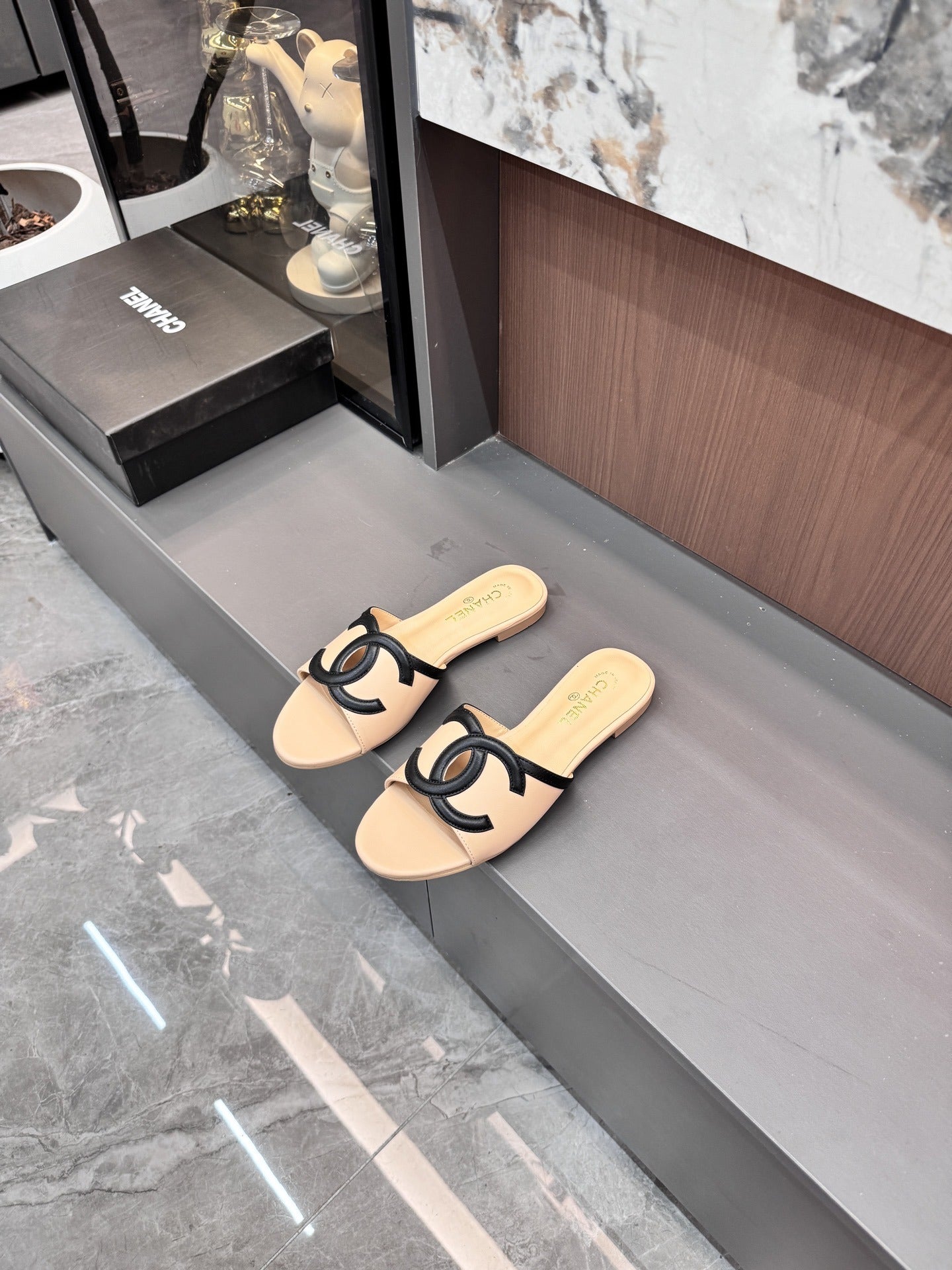 Chanel Lambskin Leather Openwork Slides
