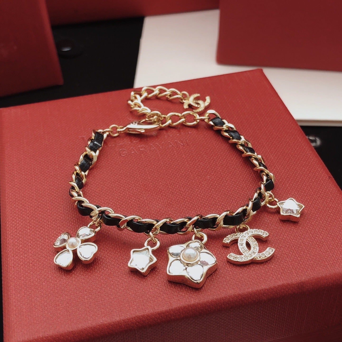 Chanel Leather Clover Bracelet