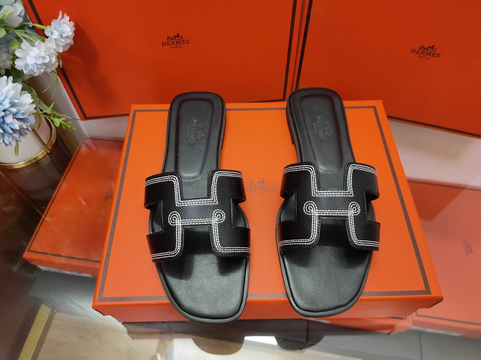 Hermes Leather Slides
