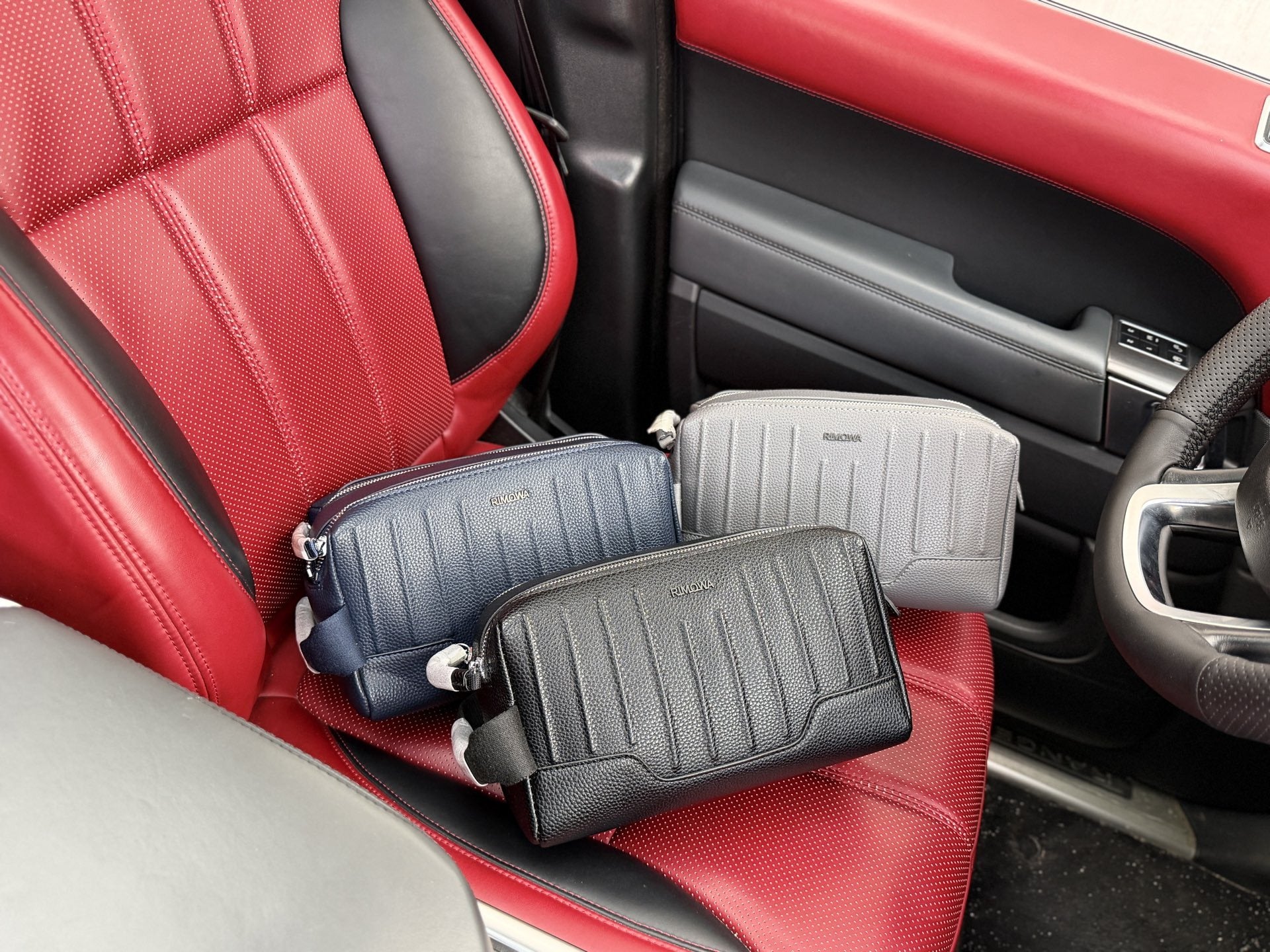 Rimowa Black Leather Logo Cosmetic Pouch