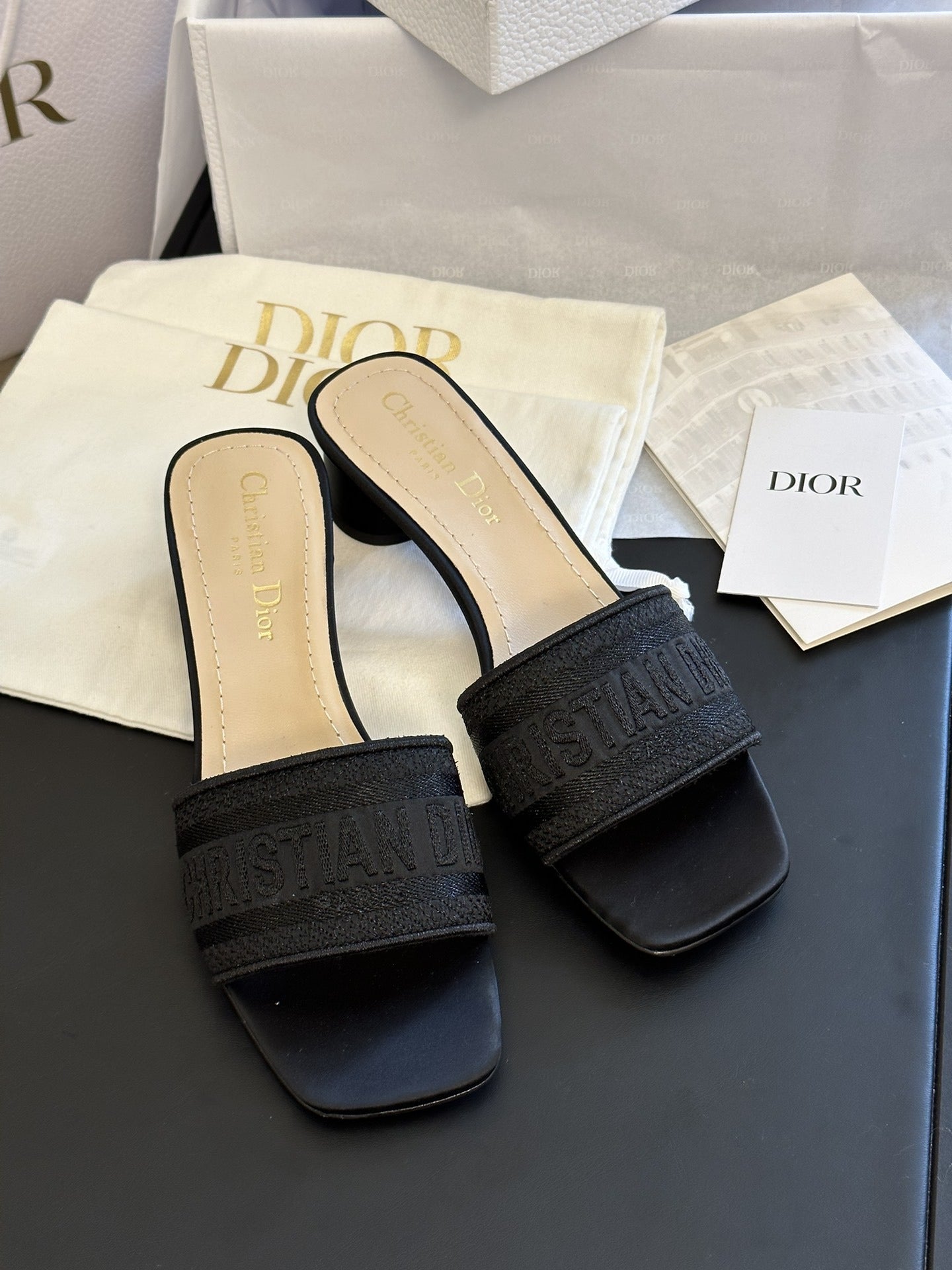 Dior Cotton & Leather Slides