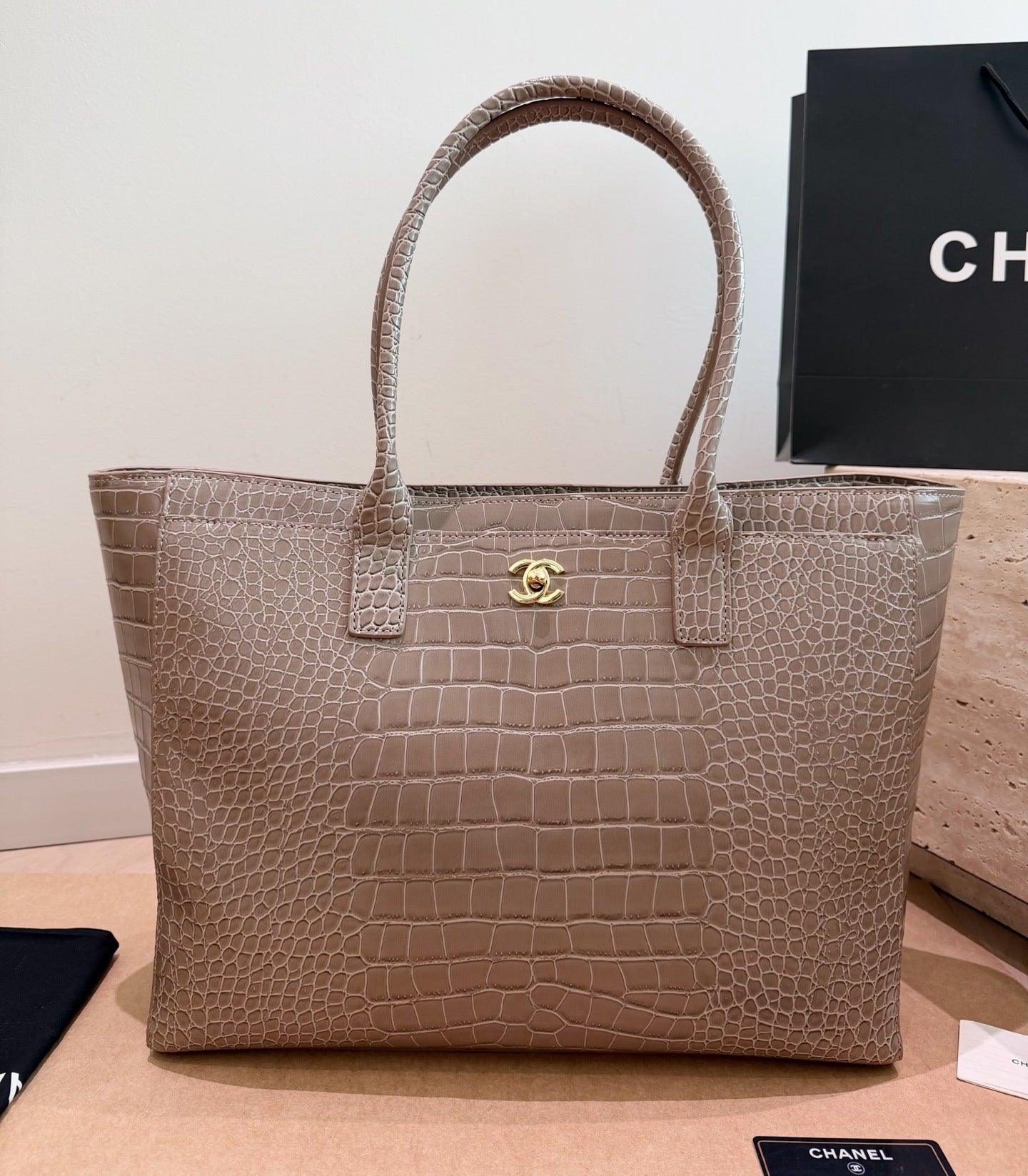 Chanel Black Vintage-Finish Tote Bag