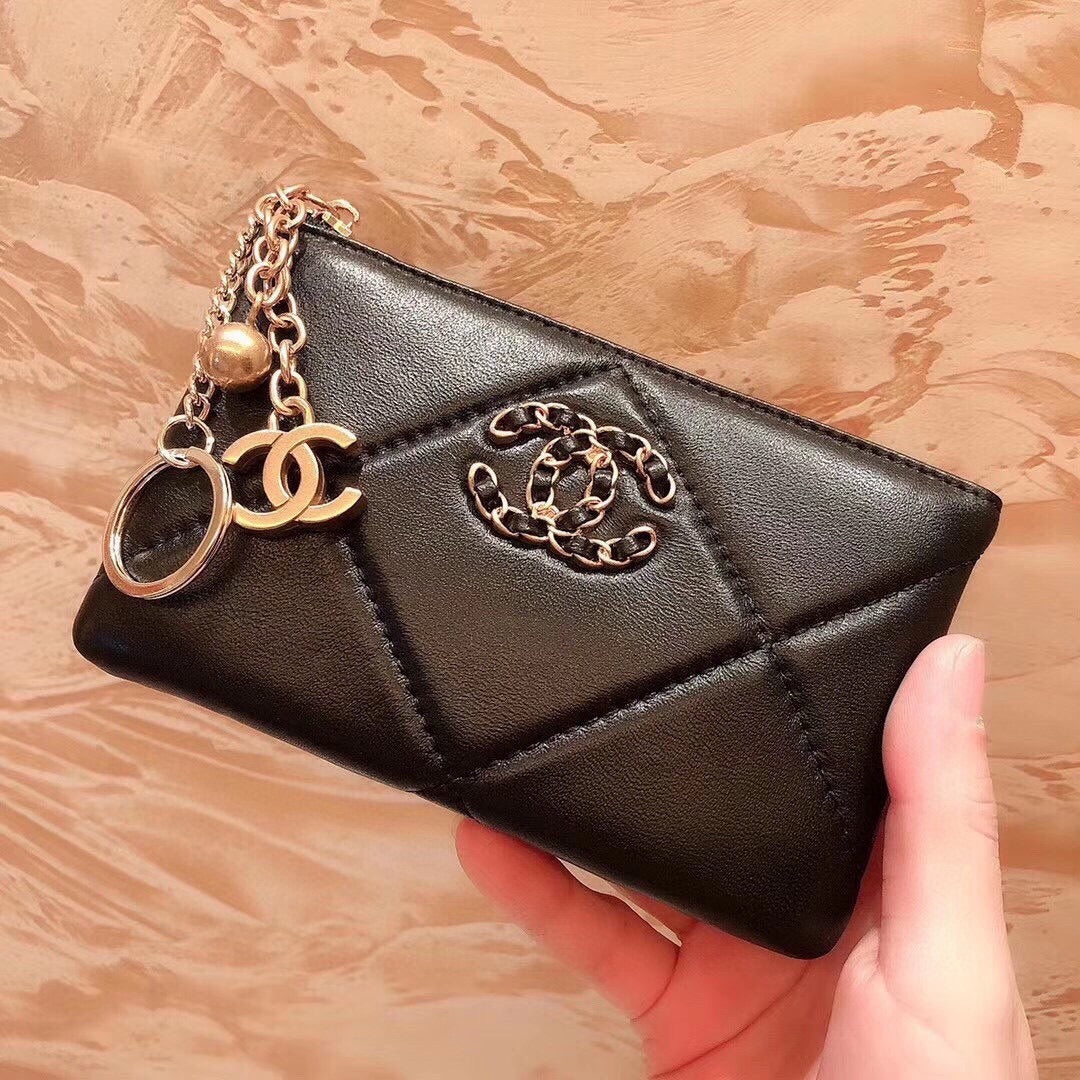 Chanel Black Lambskin Leather Wallet