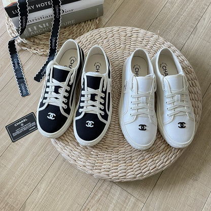 Chanel Canvas & Lambskin Leather Sneakers