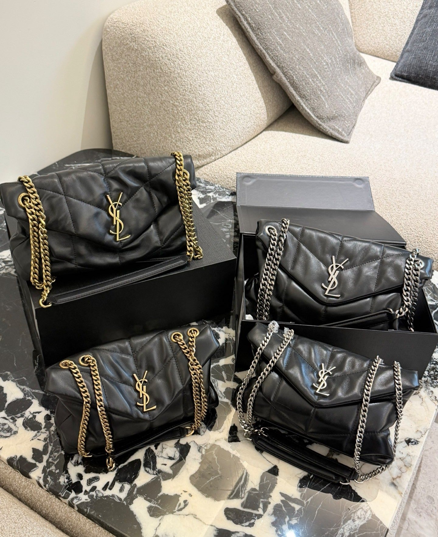Saint Laurent Lambskin Leather Chain Handbag