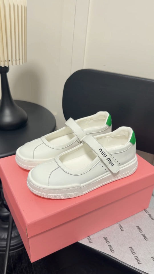 Miu Miu White Leather Logo Sneakers