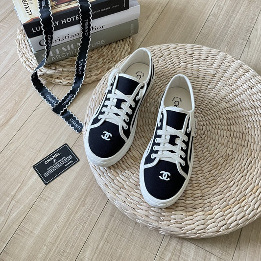 Chanel Canvas & Lambskin Leather Sneakers