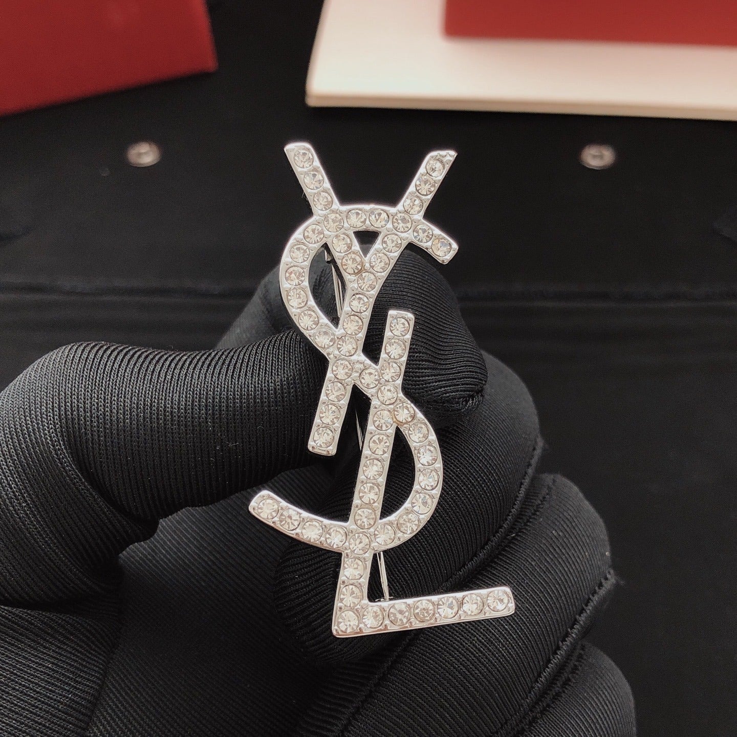 Saint Laurent Silver Brass Brooch