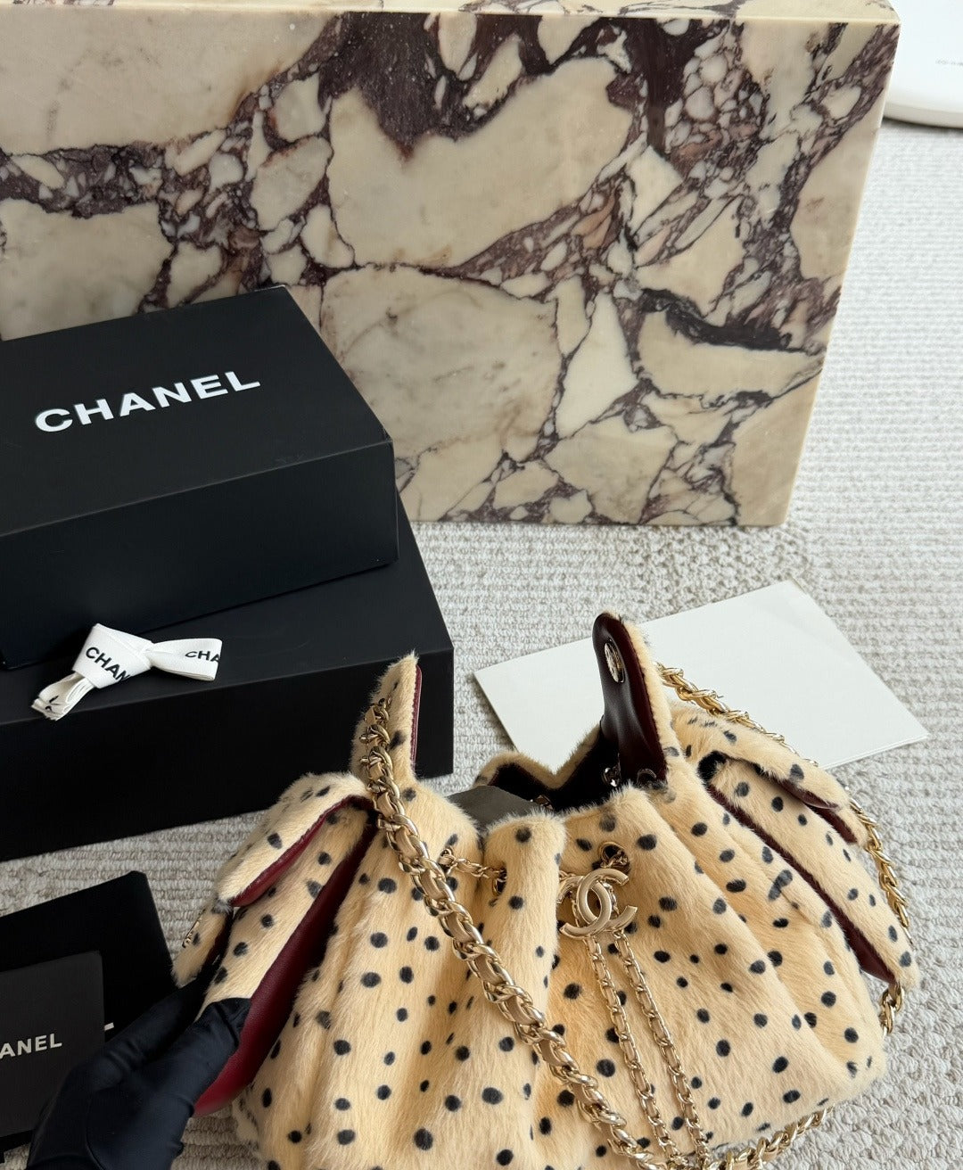 Chanel Black Cashmere Blend & Wool Blend Logo Handbag