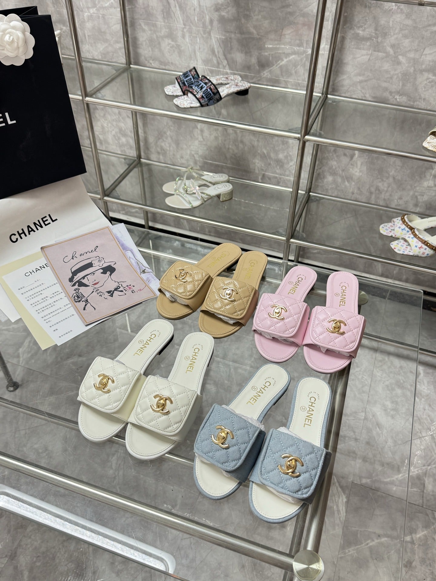 Chanel Lambskin Leather Slides