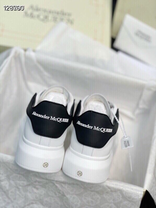 Alexander McQueen Women White Lambskin Leather Logo Sneakers