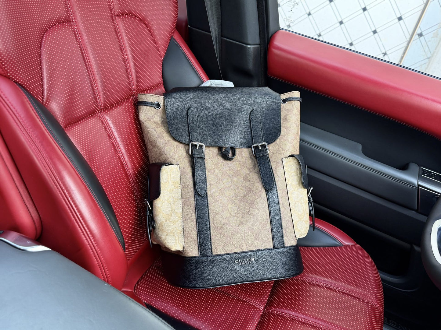 Coach Black Canvas Logo Backpack