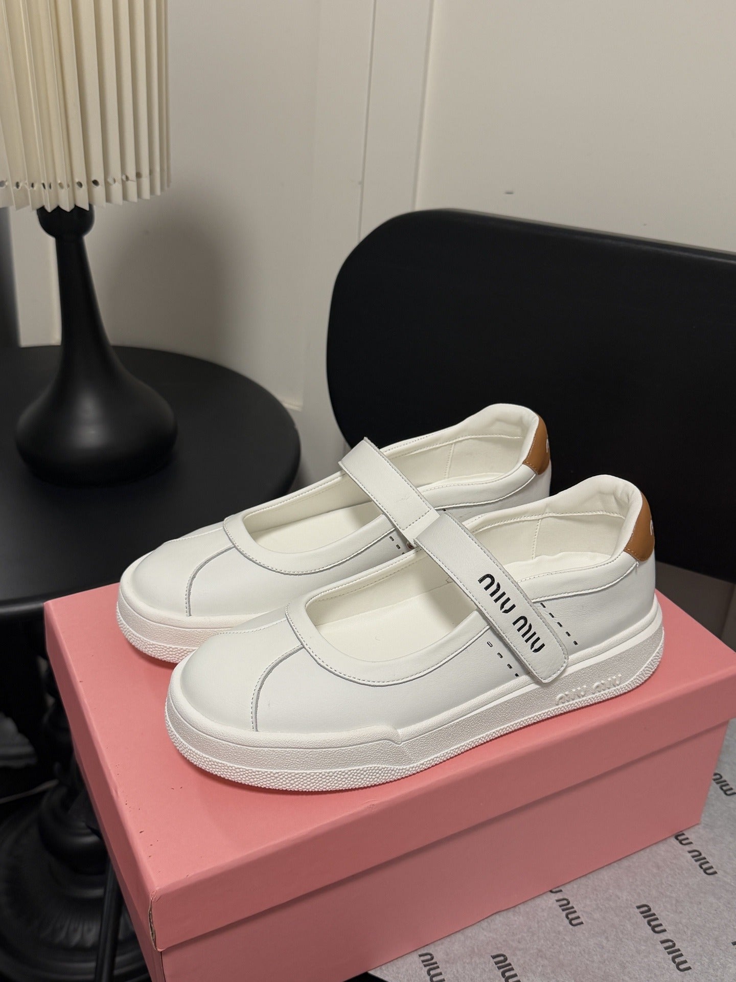 Miu Miu White Leather Logo Sneakers