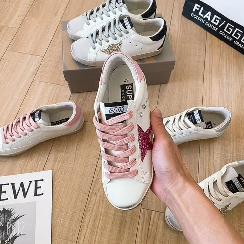 Golden Goose Calfskin Leather Vintage-Finish Sneakers