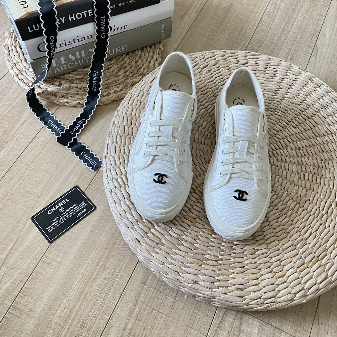 Chanel Canvas & Lambskin Leather Sneakers