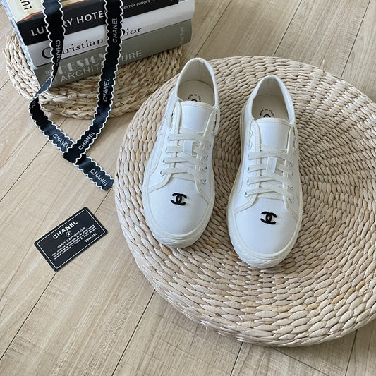 Chanel Canvas & Lambskin Leather Sneakers
