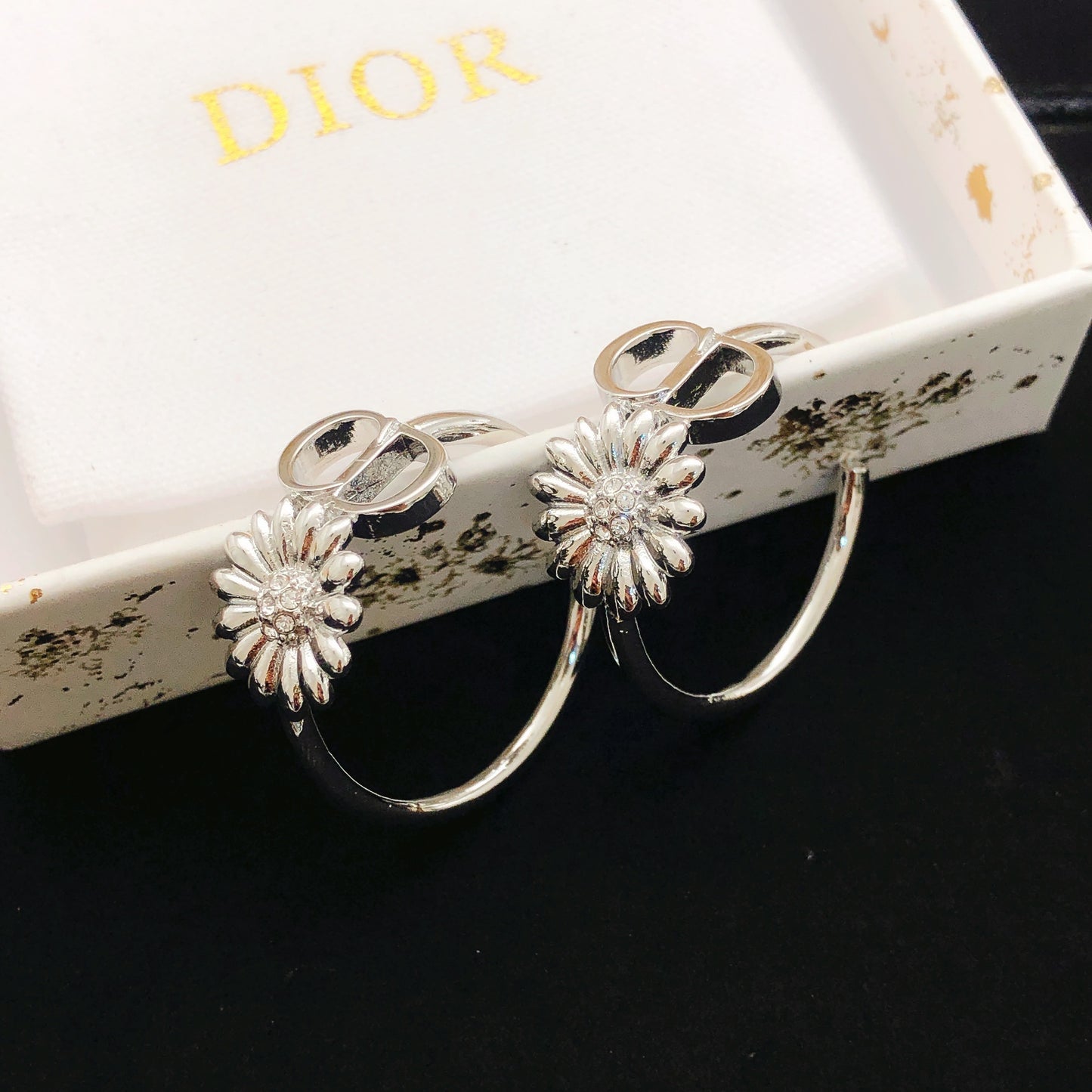 Dior Brass Sunburst Earrings