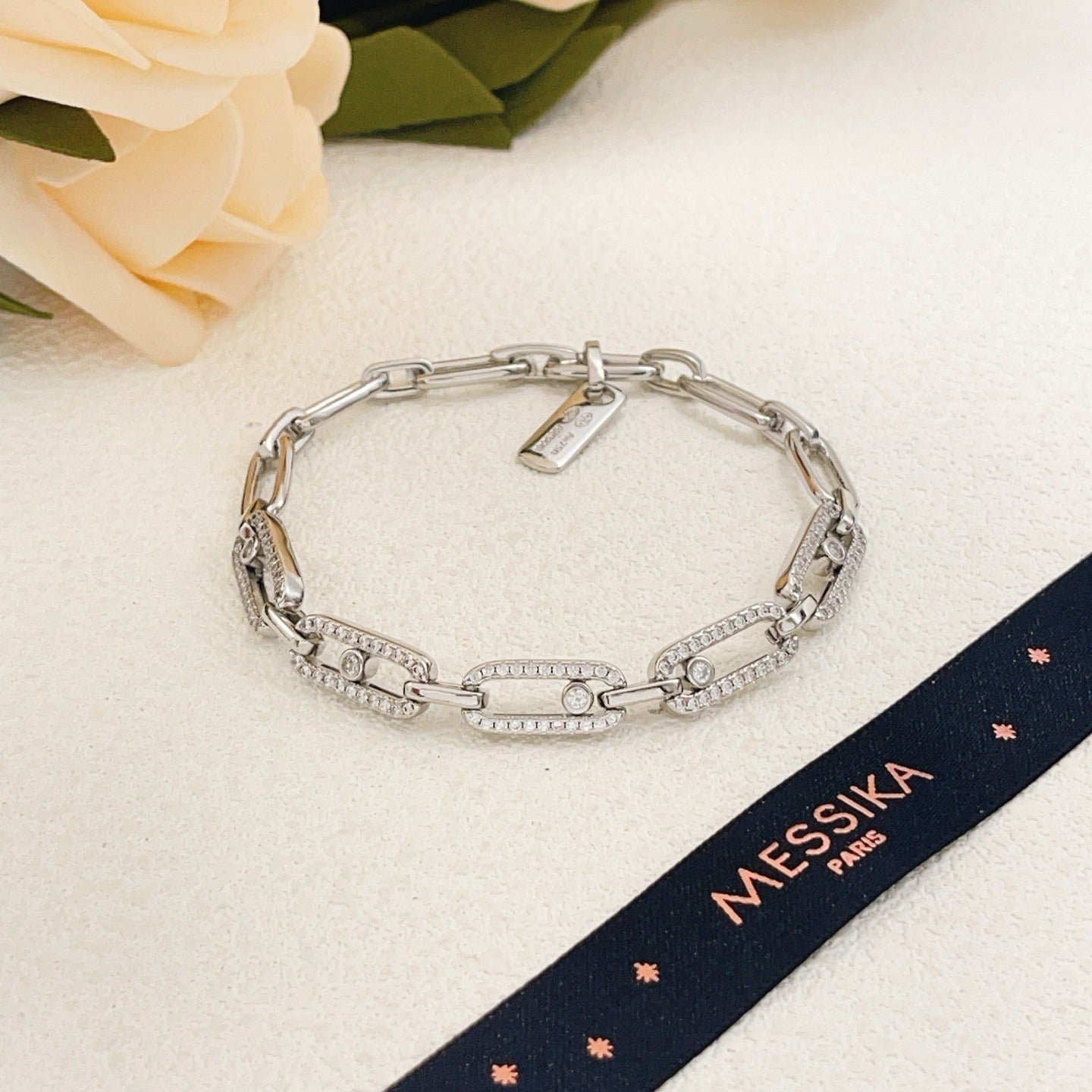 Messika Silver Brass Pave Bracelet