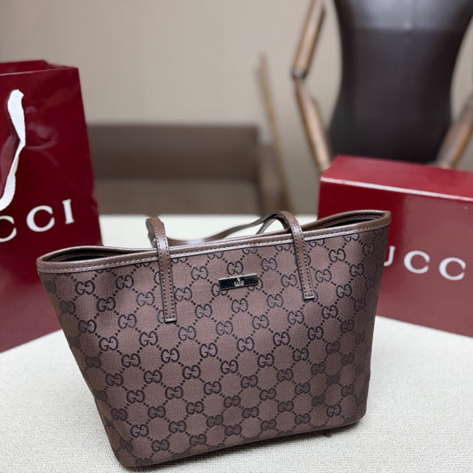 Gucci Canvas & Leather Double G Tote Bag
