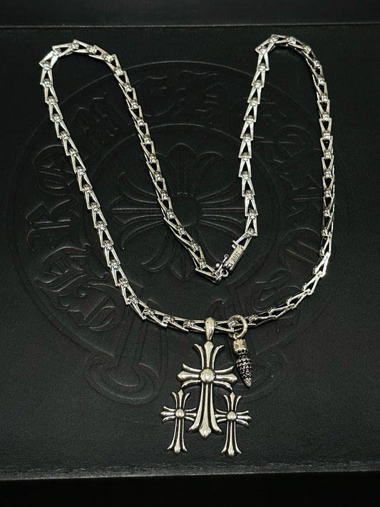 Chrome Hearts Sterling Silver Cross Necklace