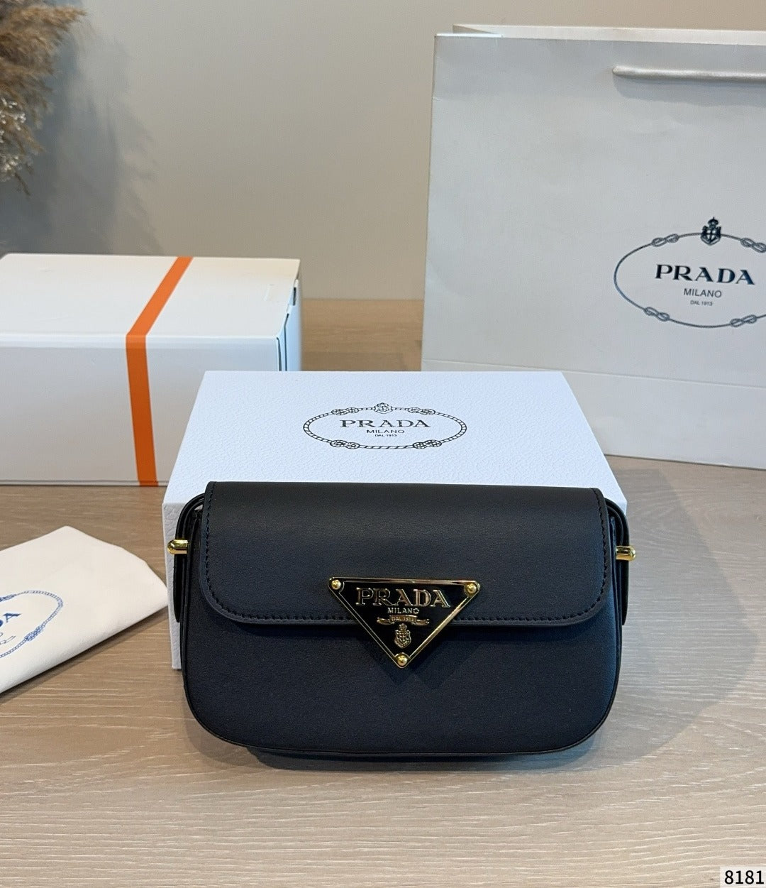 Prada Leather Vintage-Finish Crossbody Bag