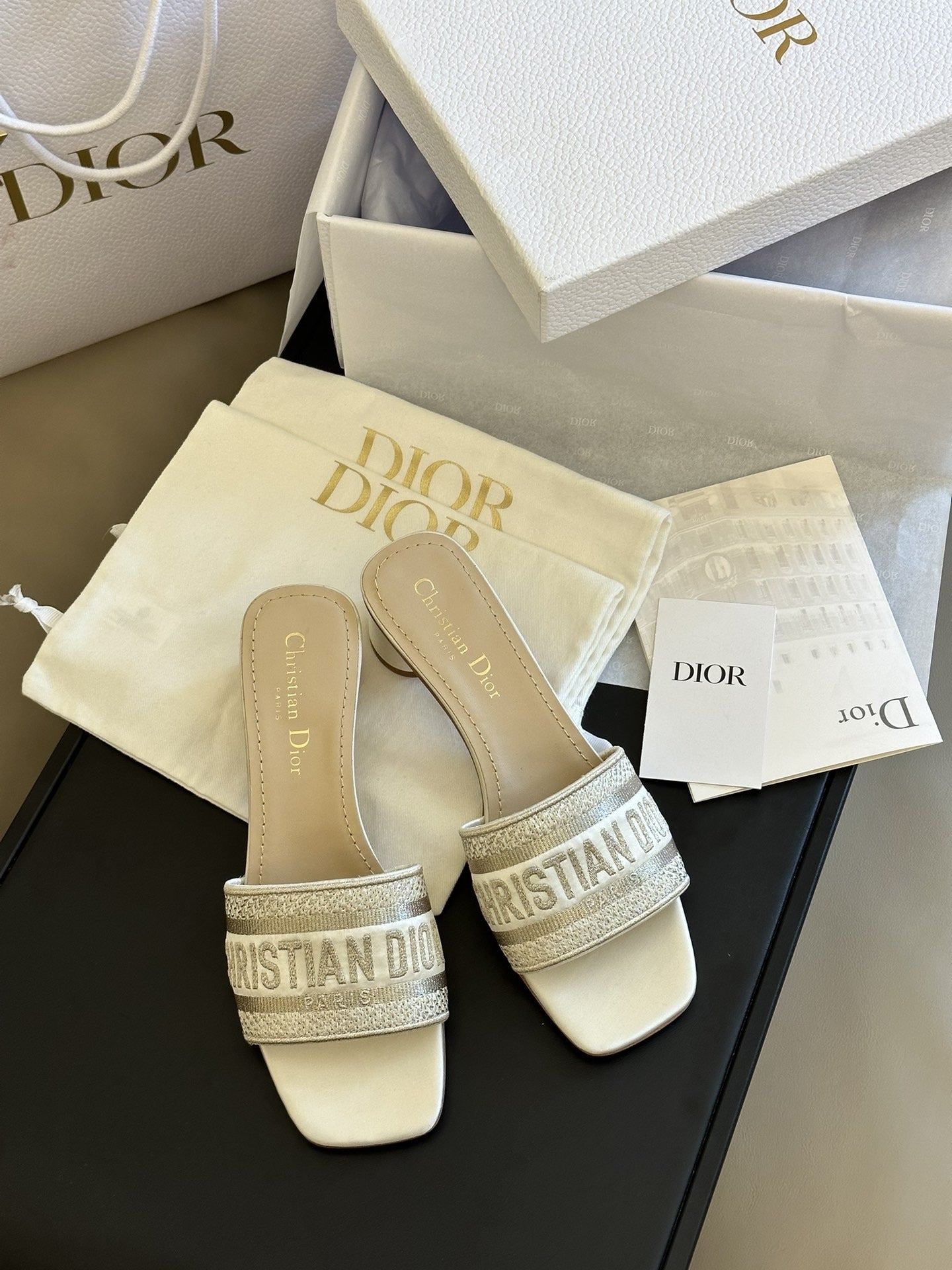 Dior Cotton & Leather Slides