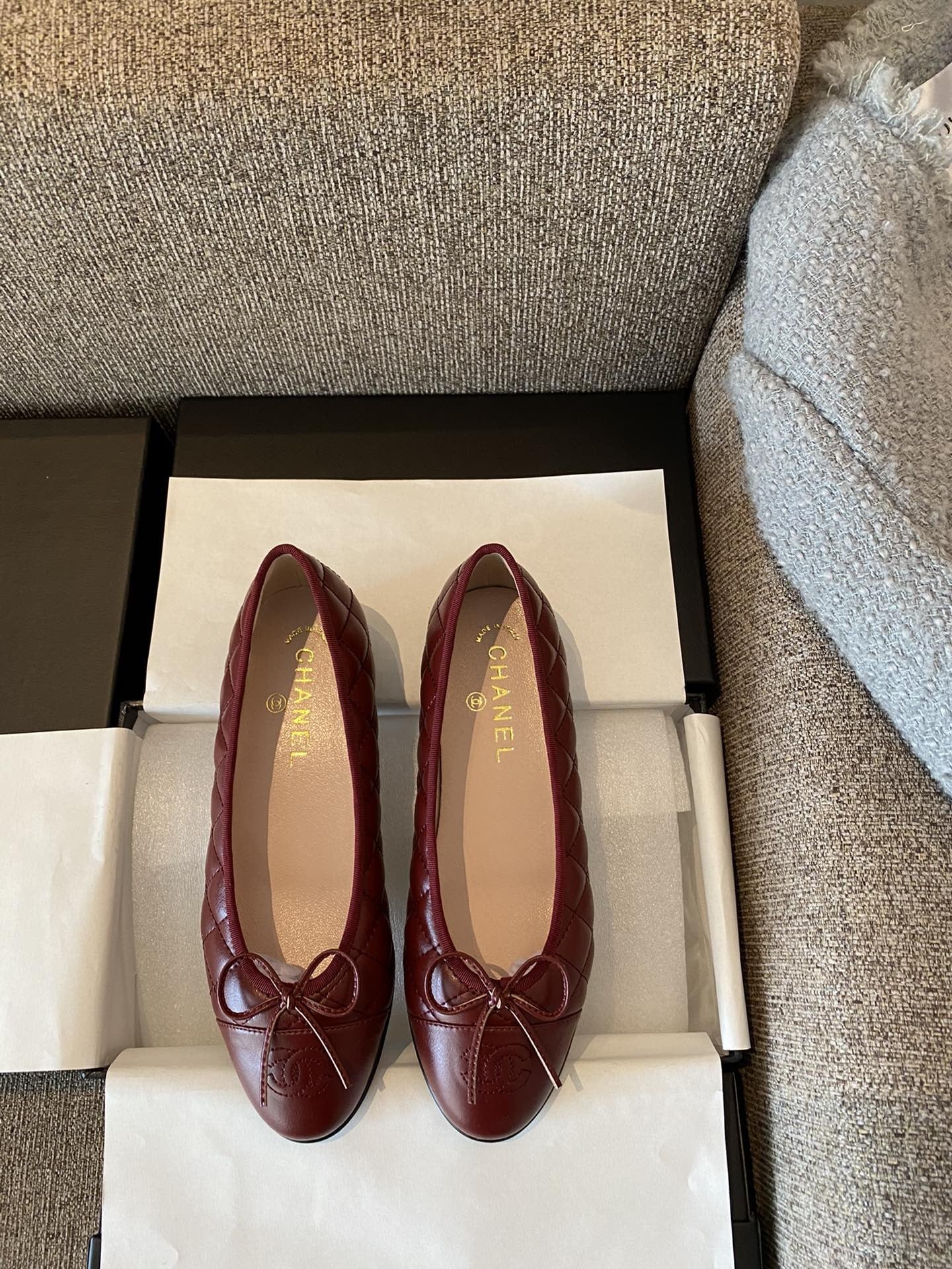 Chanel Leather Bow Ballet Flats