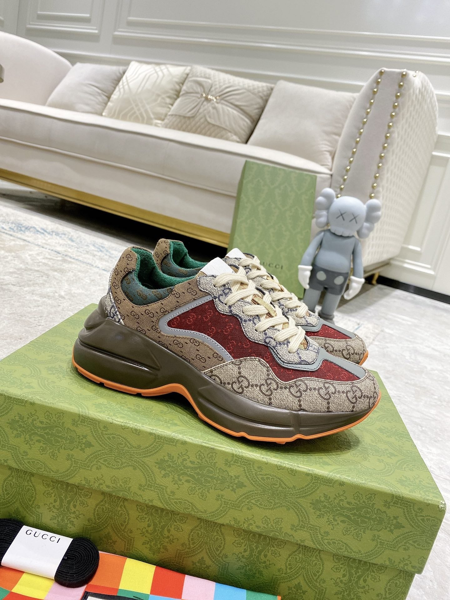 Gucci Lambskin Leather Logo Sneakers