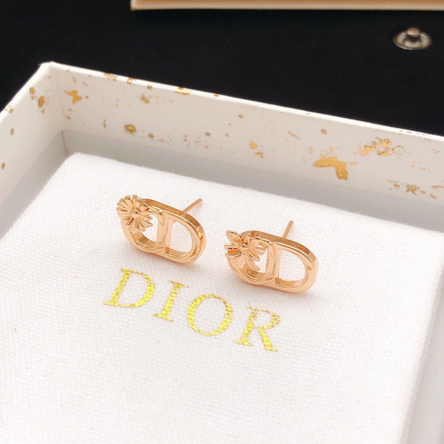 Dior Gold Brass Sunburst Earrings
