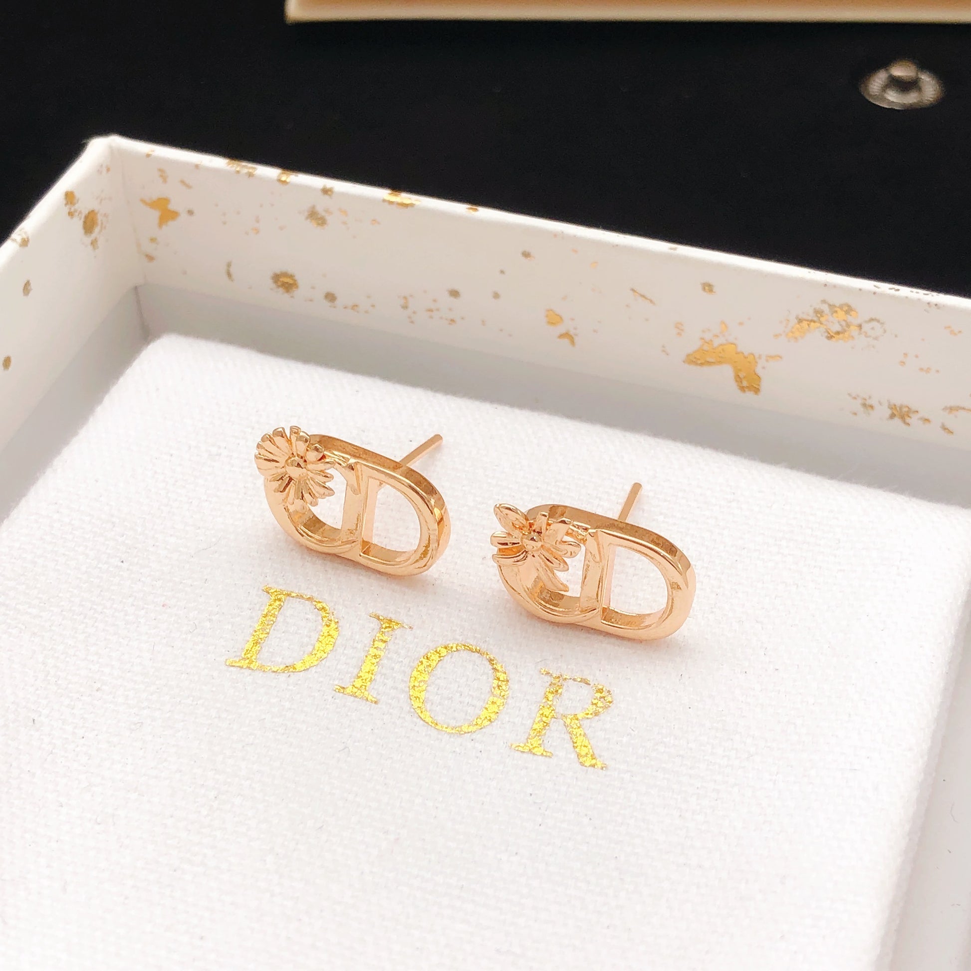 Dior Gold Brass Sunburst Earrings
