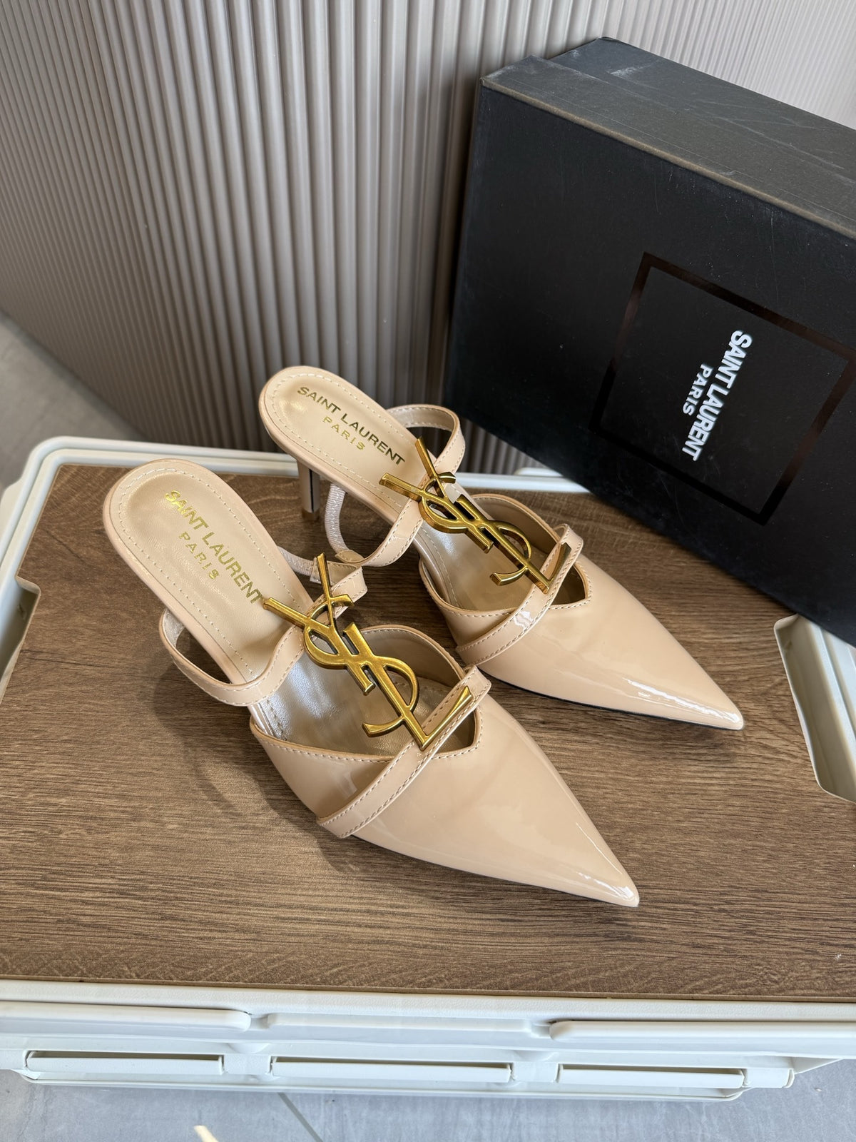 Saint Laurent Black Pointed Toe Heels
