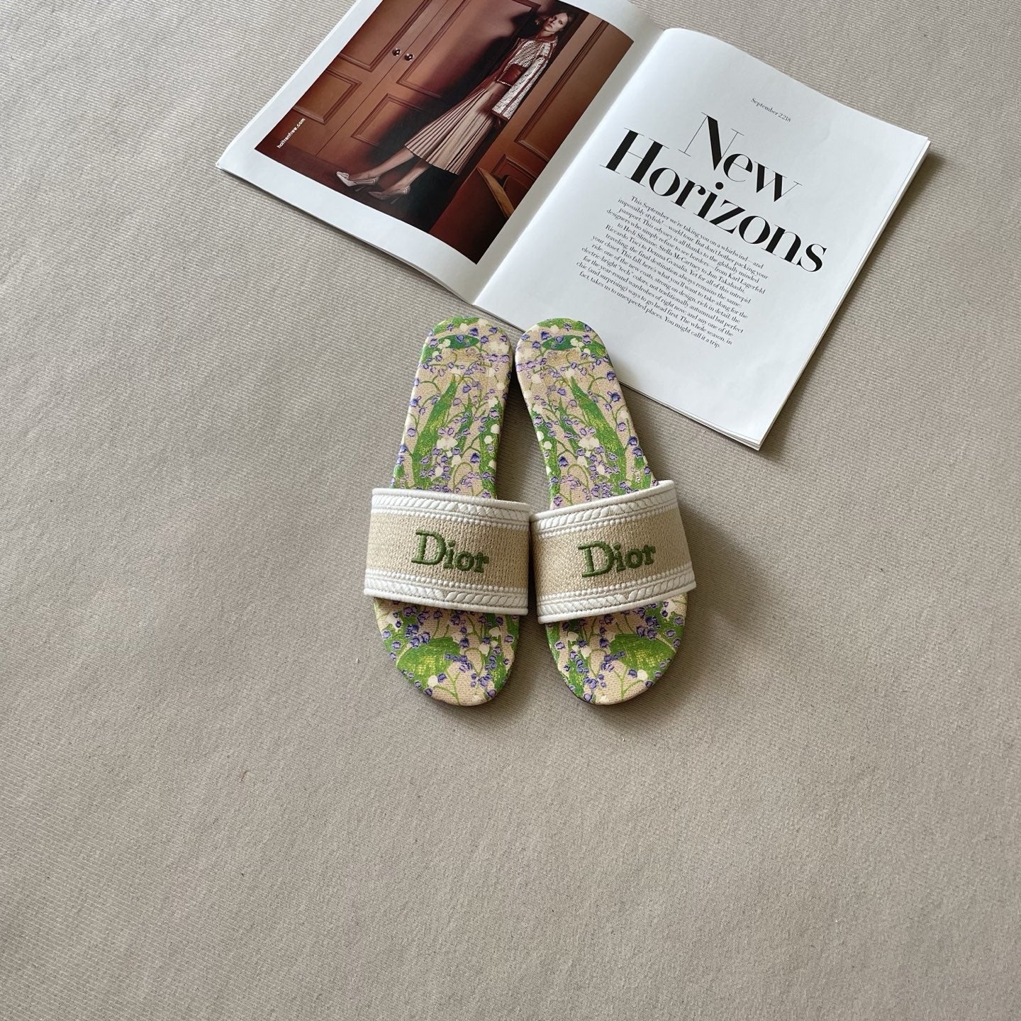 Dior Leather Embroidered Slides