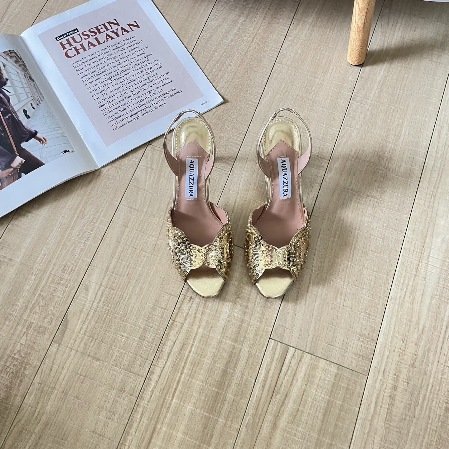 Aquazzura Lambskin Leather Crystal Sandals