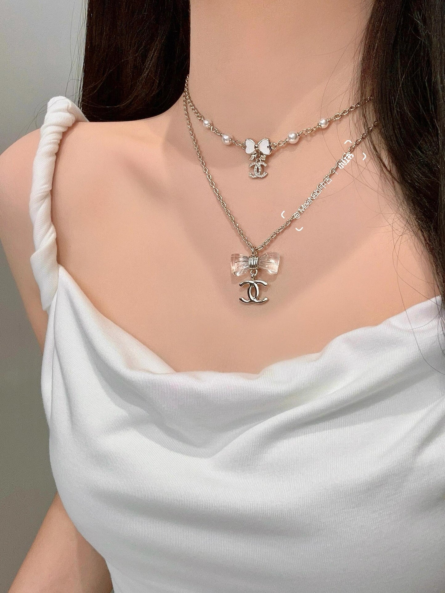 Chanel Brass Bow Necklace