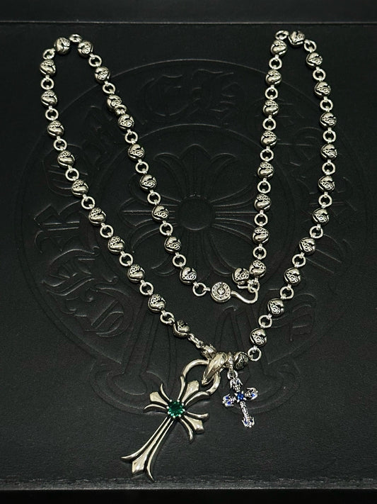 Chrome Hearts Sterling Silver Cross Necklace