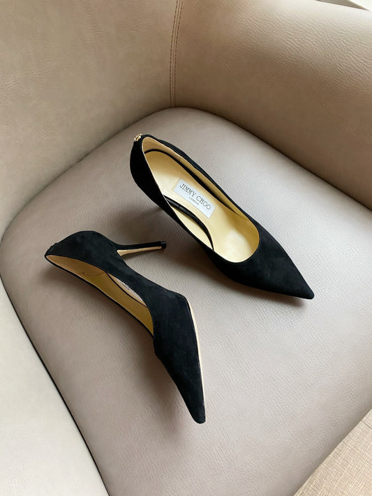 Jimmy Choo Women Patent Leather & Lambskin Leather Pearl Heels