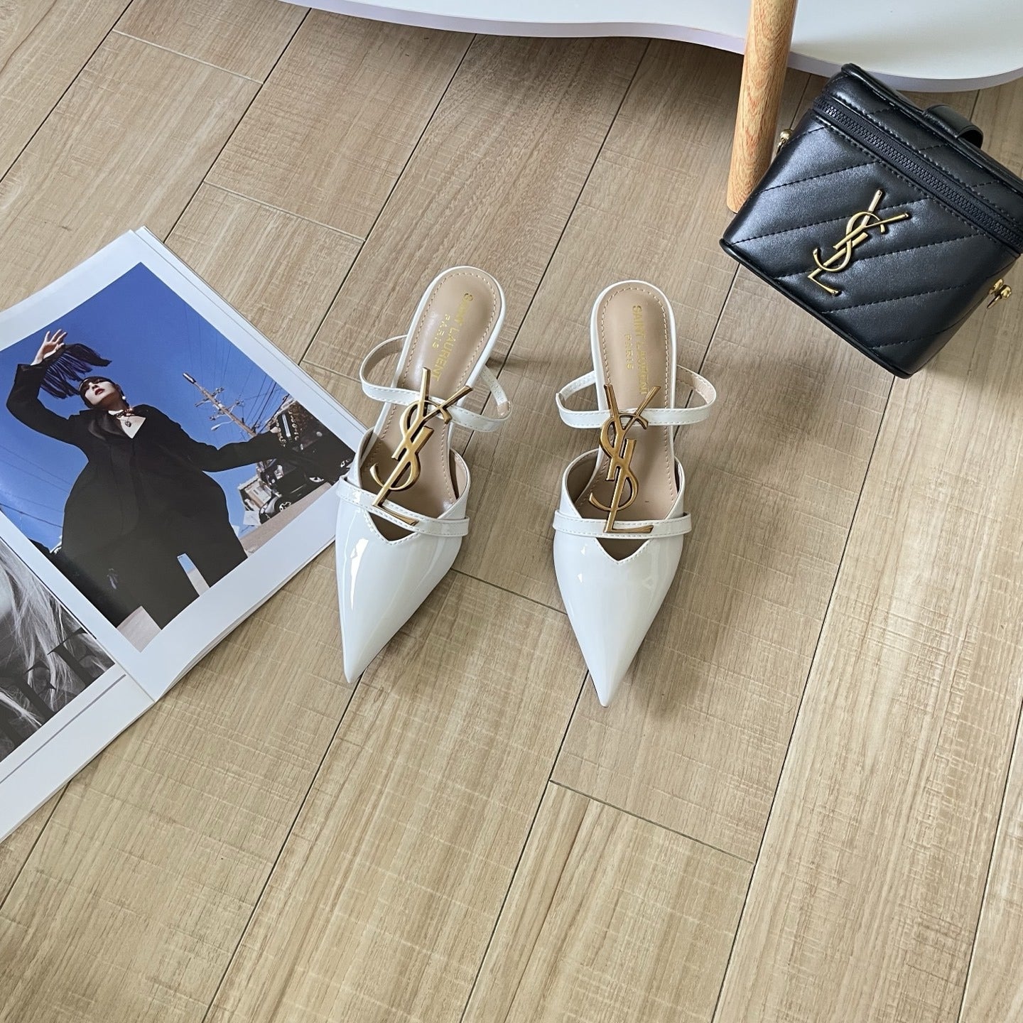 Saint Laurent Lambskin Leather Logo Sandals