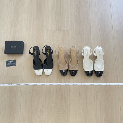 Chanel Leather Colorblock Sandals