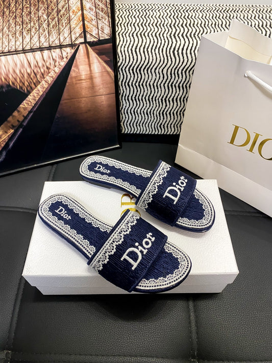 Dior Leather Logo Slides
