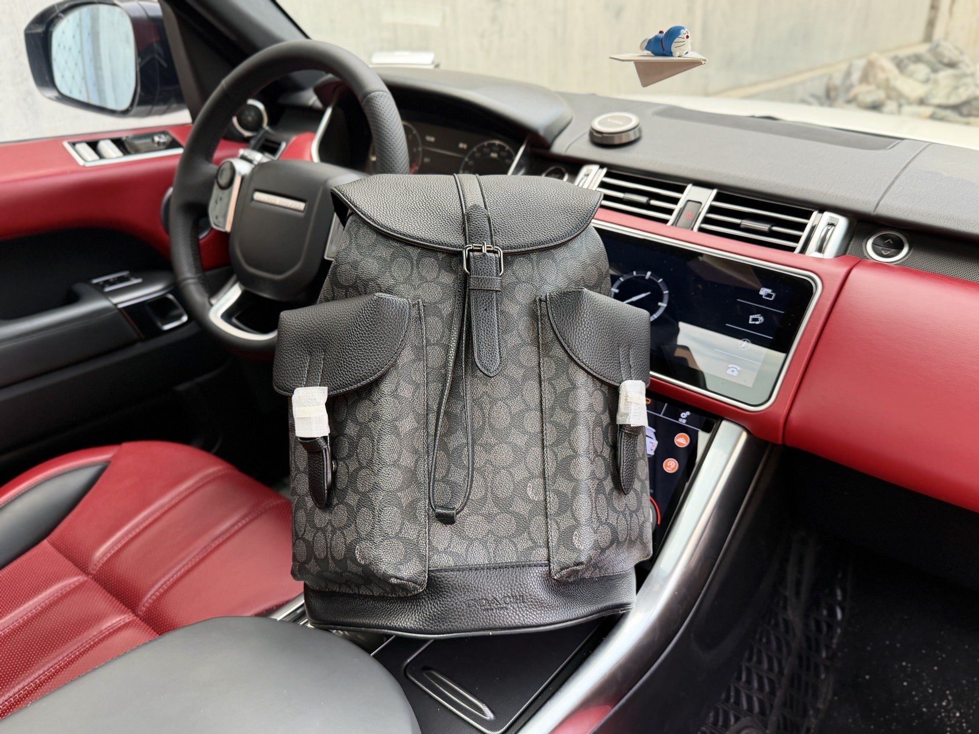 Coach Leather Logo Backpack
