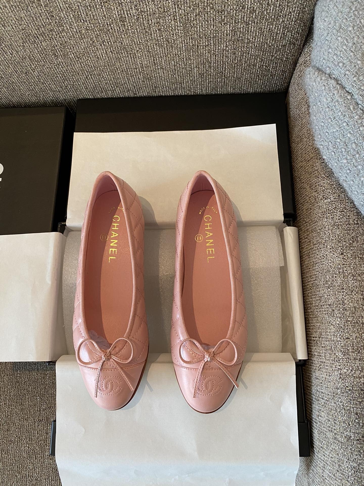 Chanel Leather Bow Ballet Flats