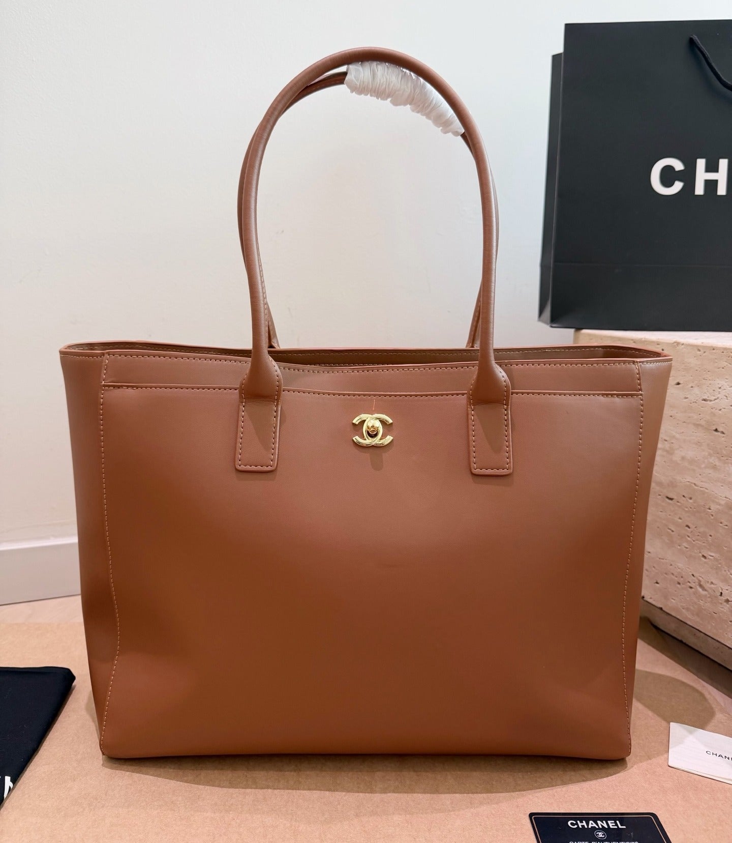 Chanel Black Vintage-Finish Tote Bag