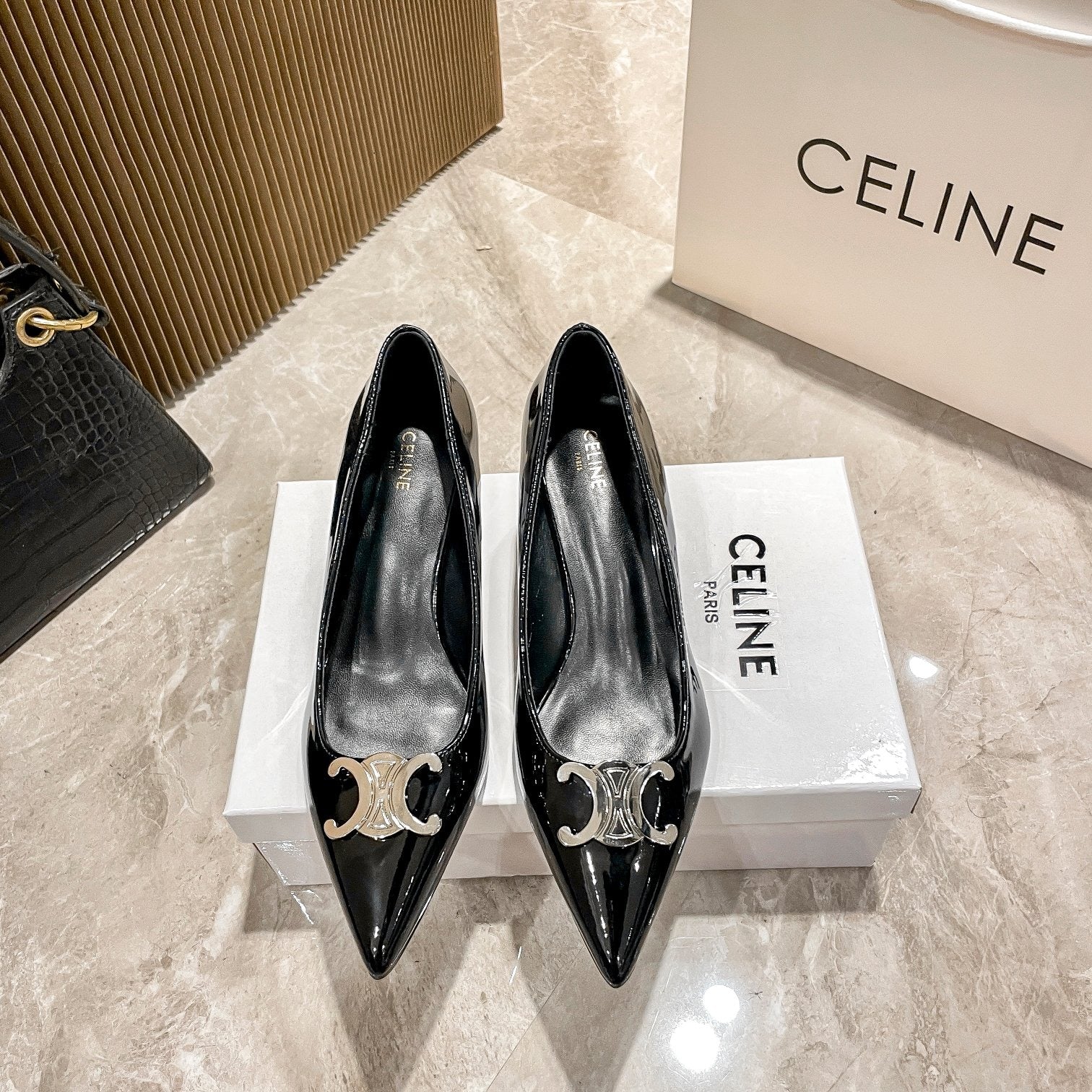 Celine Calfskin Leather Pointed Toe Heels