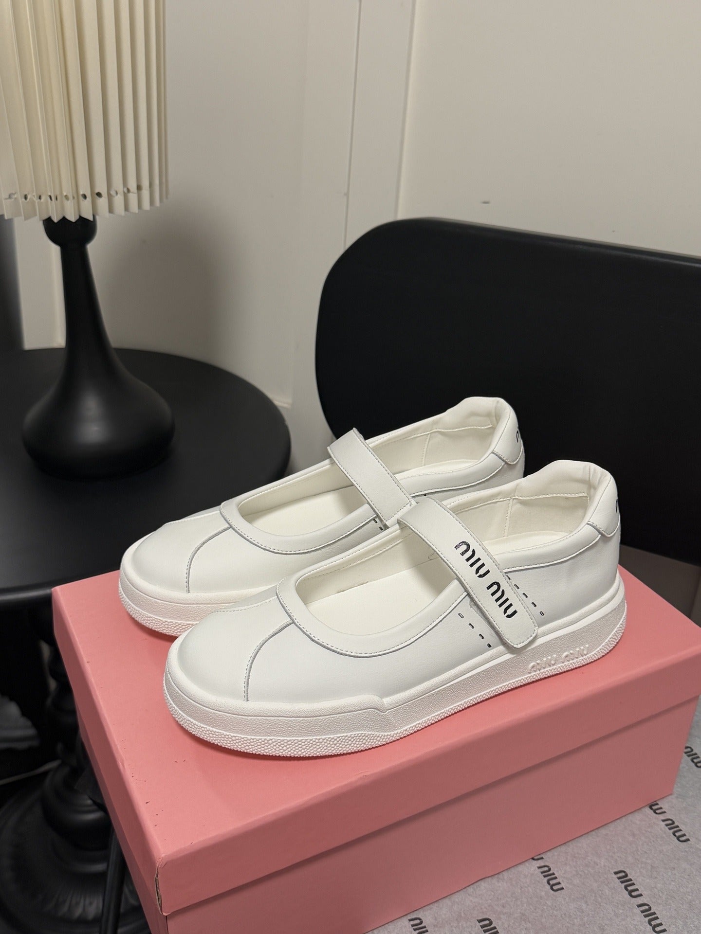 Miu Miu White Leather Logo Sneakers