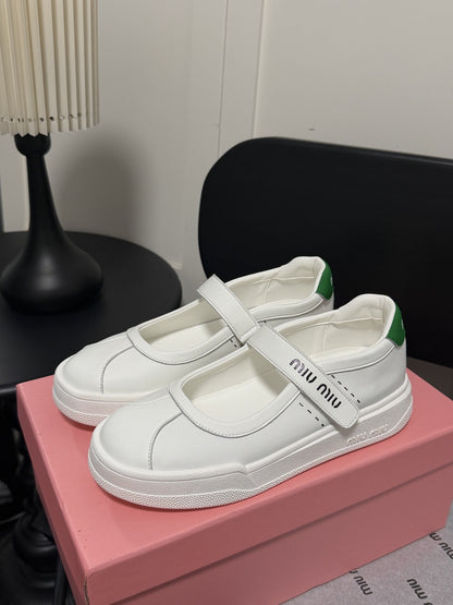 Miu Miu White Leather Logo Sneakers