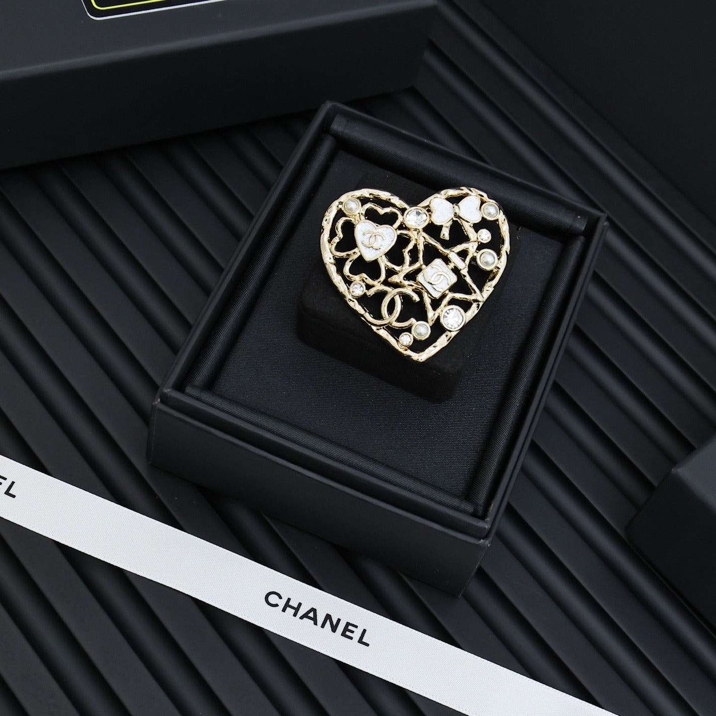 Chanel White Bow Brooch